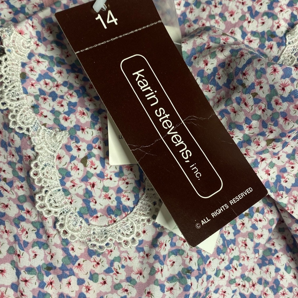 NWT Karin Stevens 90s Floral Maxi Dress 14 Gunne Sax Style Dusty Rose&Periwinkle - Picture 9 of 16